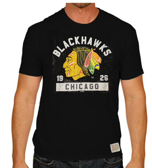 Men's Chicago Blackhawks Retro Brand 1961 Logo Black Tee