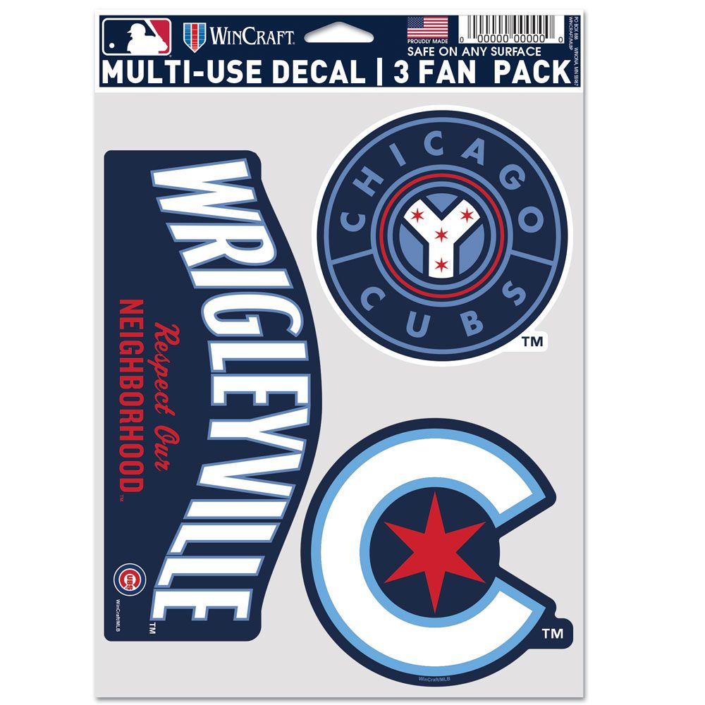 Chicago Cubs City Connect 5.5X7.75 Multi-Use Decal 3-Pack