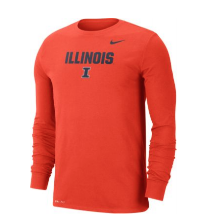 Men's Illinois Fighting Illini Nike Orange Long Sleeve Dri-Fit Tee