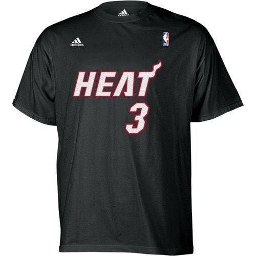 Mens NBA Miami Heat Dwyane Wade Black Name & Number T-Shirt - Pro Jersey Sports