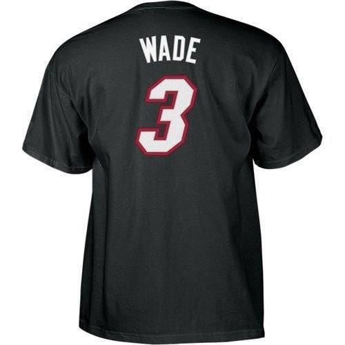 Mens NBA Miami Heat Dwyane Wade Black Name & Number T-Shirt - Pro Jersey Sports