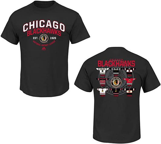 Men's Majestic Chicago Blackhawks Black Vintage Jersey History T-Shirt