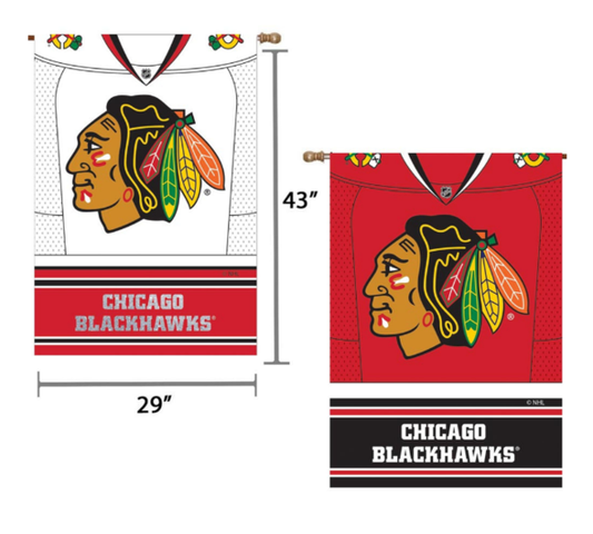 NHL Chicago Blackhawks 29" x 43" Double‑Sided Jersey Foil House Flag