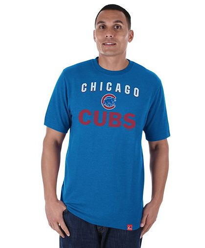Men's Majestic Chicago Cubs Stoked On Game Win Blue T-Shirt