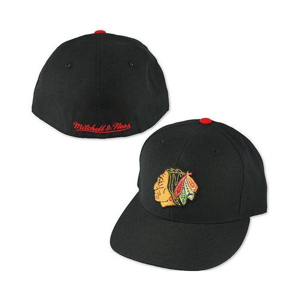 Chicago Blackhawks Black Vintage Logo Fitted Cap by Mitchell & Ness - Pro Jersey Sports