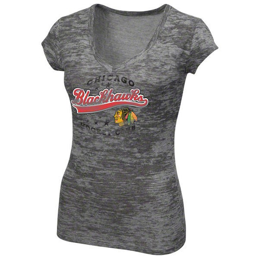 Chicago Blackhawks Womens Appeal Play Tri Blend Burnout T-Shirt - Pro Jersey Sports