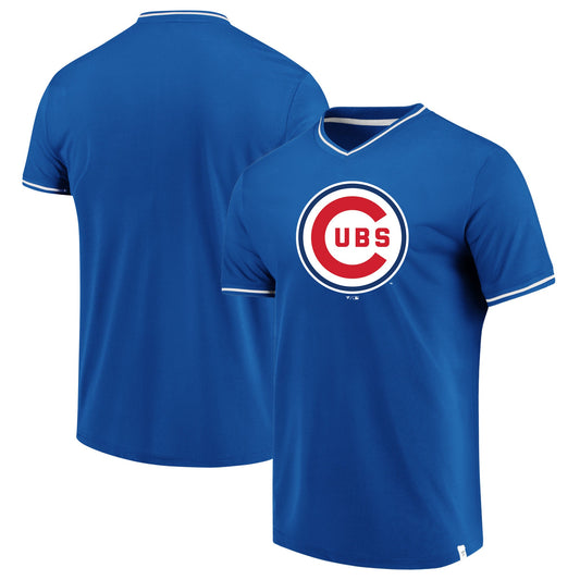 Men's Chicago Cubs Fanatics Branded Royal/White True Classics V-Neck T-Shirt