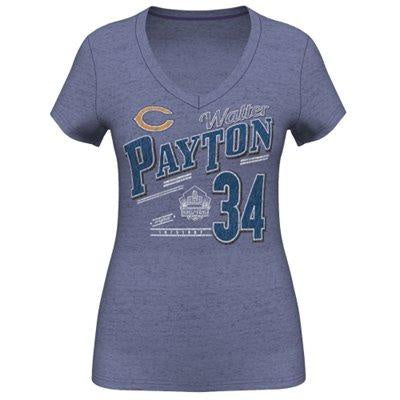 Womens Chicago Bears Walter Payton Hall Of Fame Royal V Neck T-Shirt