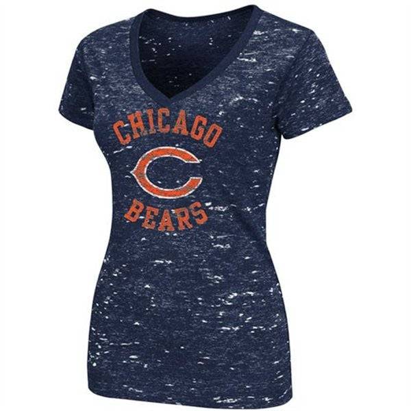 Chicago Bears Ladies Pride Playing II Premium V-Neck T-Shirt - Navy Blue - Pro Jersey Sports