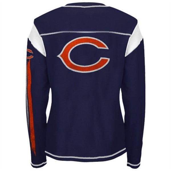 Reebok Chicago Bears Ladies Go Team Thermal Premium Long Sleeve T-Shirt - Navy Blue - Pro Jersey Sports - 2