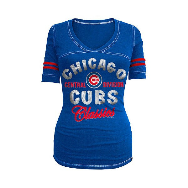 Chicago Cubs Women's Half Sleeve V-Neck T-Shirt by 5th & Ocean - Pro Jersey Sports