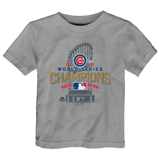 Child Chicago Cubs Majestic Heathered Gray 2016 World Series Champions Locker Room T-shirt - Pro Jersey Sports