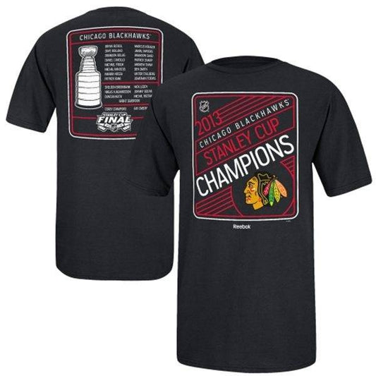 Reebok Chicago Blackhawks 2013 NHL Stanley Cup Final Champions Linear Cup T-Shirt - Black - Pro Jersey Sports - 1