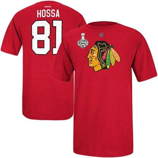 Reebok Marian Hossa Chicago Blackhawks 2013 NHL Stanley Cup Final Bound Name and Number T-Shirt - Pro Jersey Sports