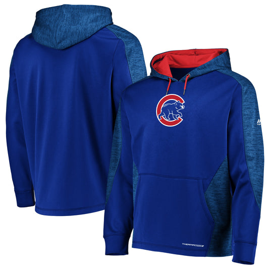 Men's Chicago Cubs Majestic Royal Armor Therma Base Pullover Hoodie