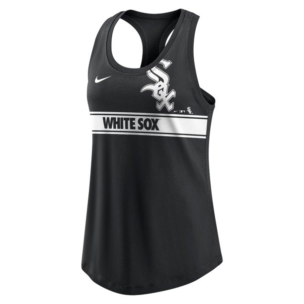 Chicago White Sox Nike Women's Cropped Logo Performance Racerback Tank Top - Black