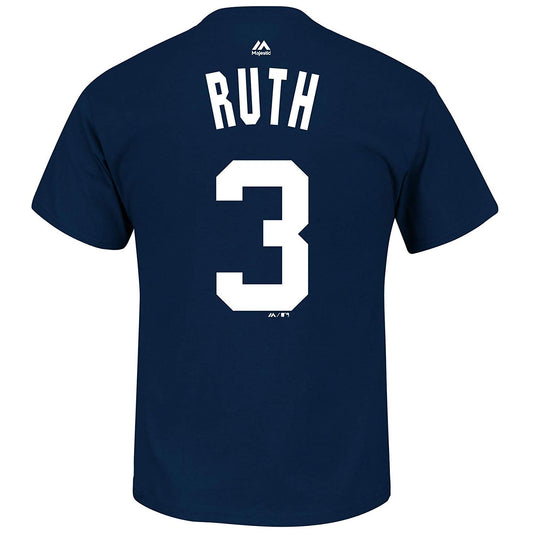 Majestic Babe Ruth New York Yankees MLB Cooperstown Player Navy T-Shirt