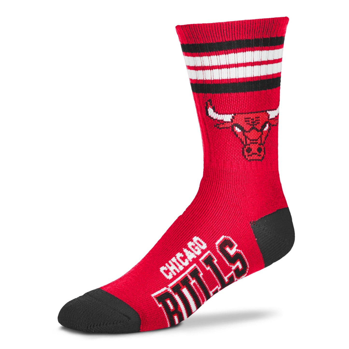 Chicago Bulls For Bare Feet 4-Stripe Deuce Red Performance Crew Socks