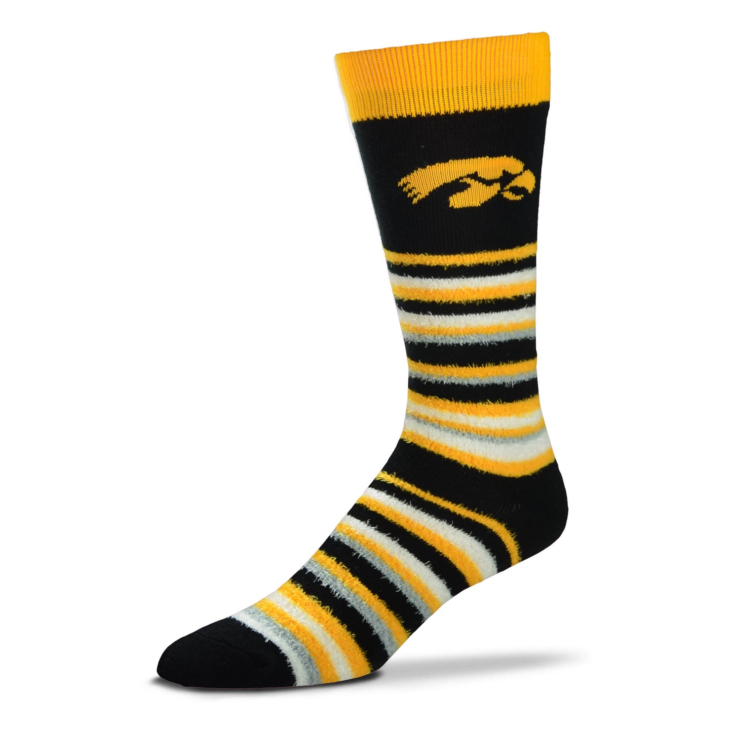 Men's University of Iowa Hawkeyes Black/Yellow FBF Muchas Rayas Socks