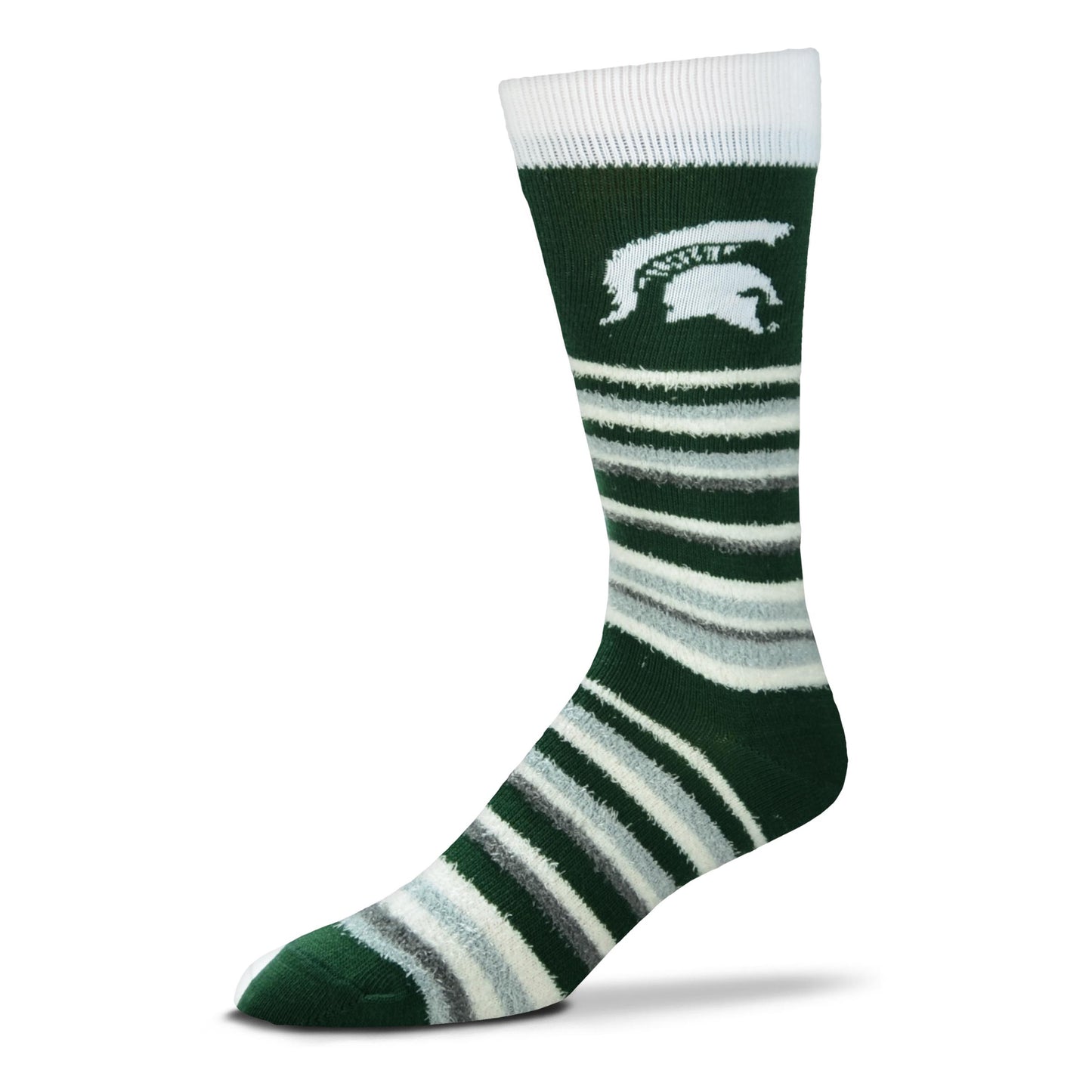 Men's Michigan State University Spartans Green/White FBF Muchas Rayas Sock