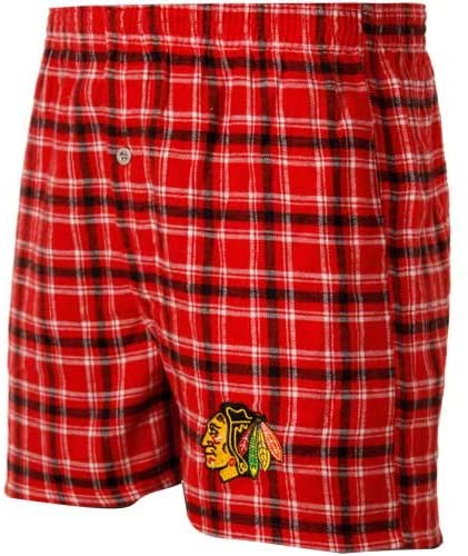 Chicago Blackhawks Red-Black Plaid Match-Up Flannel Boxer Shorts