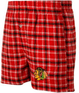 Chicago Blackhawks Red-Black Plaid Match-Up Flannel Boxer Shorts - Pro Jersey Sports