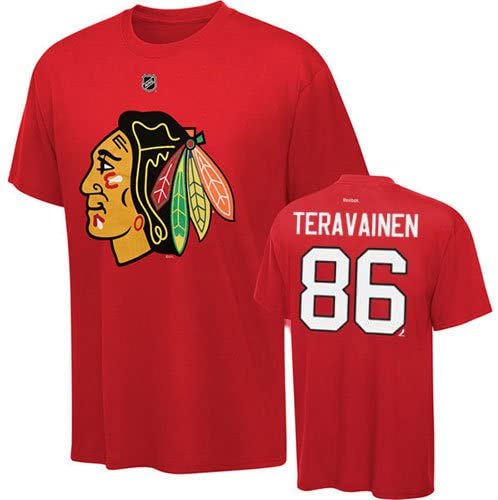 Mens Chicago Blackhawks Teuvo Teravainen Red Name and Number T-Shirt
