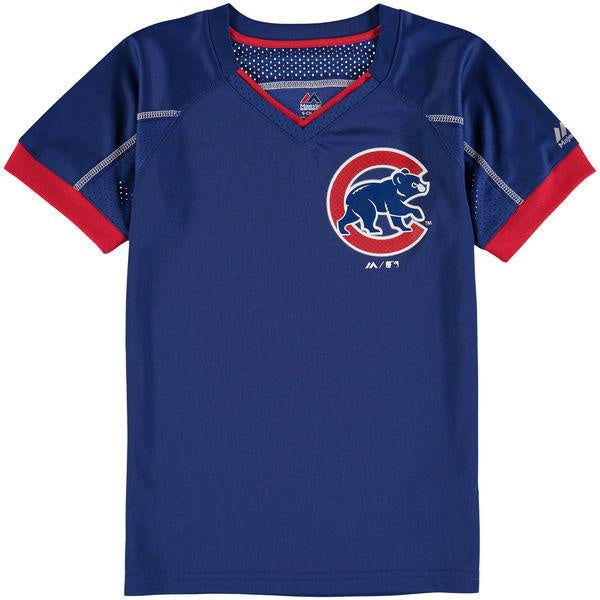 Youth MLB Chicago Cubs Majestic Royal Emergence T-Shirt