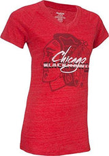 Women's Chicago Blackhawks Fast Stripes Triblend V Neck Tee - Pro Jersey Sports