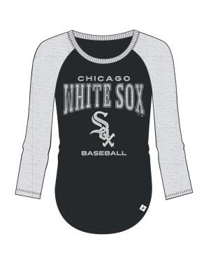 MLB Chicago White Sox Women's '47 Brand Black Heatwave Frankie Raglan 3/4 Sleeve Tee