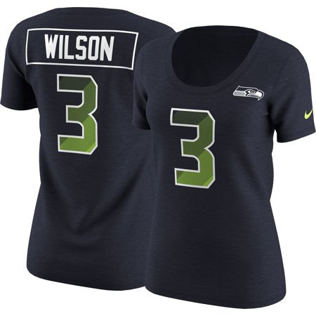 Womens Nike Russell Wilson Seattle Seahawks Prism Name & Number Tee