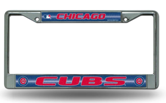 MLB Chicago Cubs Bling Glitter Chrome License Plate Frame By Rico Tag