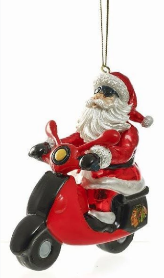 Chicago Blackhawks Santa Scooter Ornament