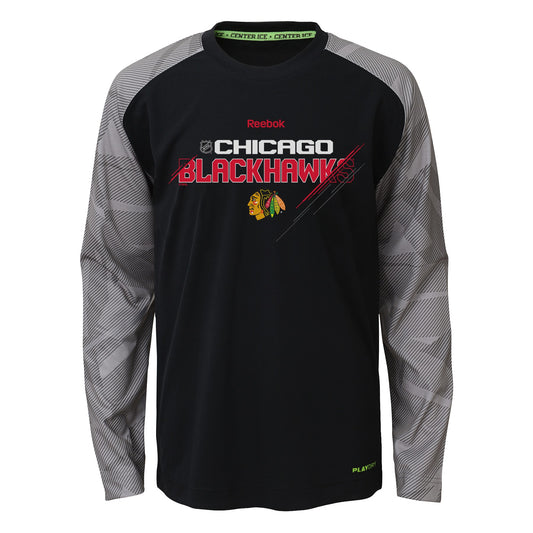 Chicago Blackhawks NHL Youth Black Reebok Lockeroom PlayDry Long Sleeve Shirt