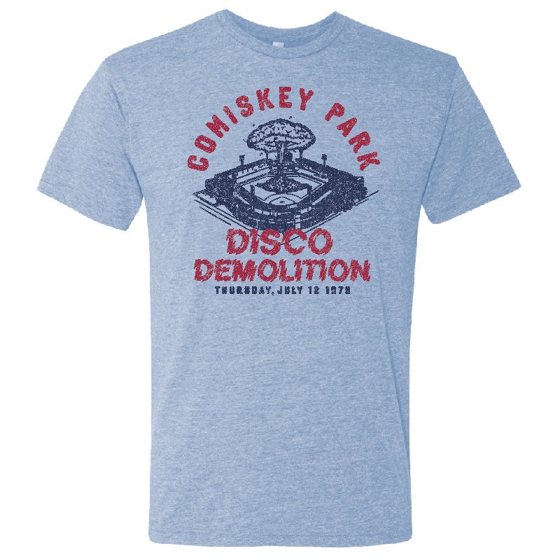 Men's Comiskey Park Disco Demolition Heather Blue Dual Blend Short Sleeve Tee