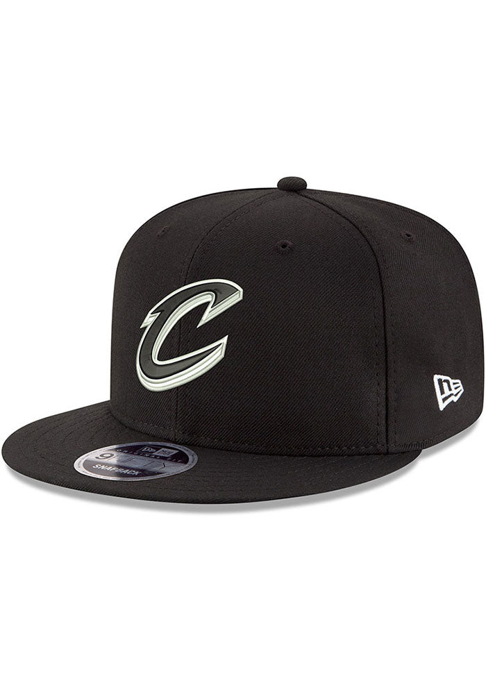 Mens Cleveland Cavaliers Black and White 9FIFTY Basic Snapback By New Era