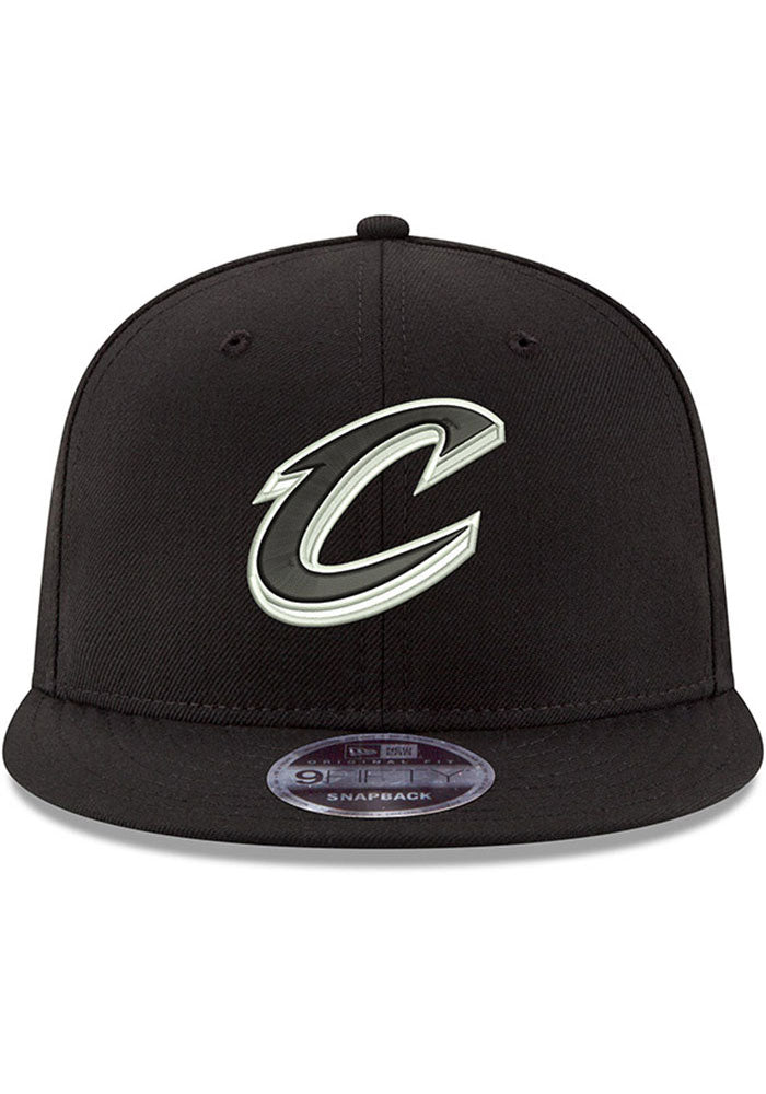 Mens Cleveland Cavaliers Black and White 9FIFTY Basic Snapback By New Era