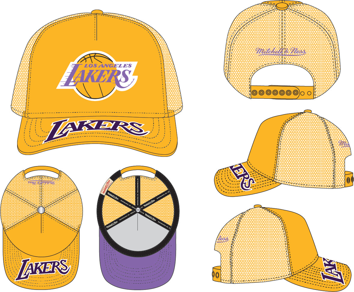 Mens Los Angeles Lakers NBA Puff The Magic Trucker Mitchell & Ness Snapback Hat