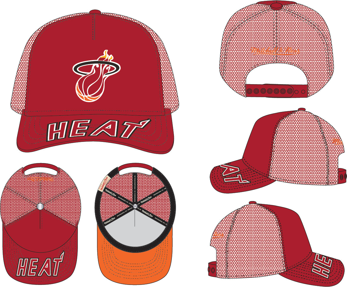 Mens Miami Heat NBA Puff The Magic Trucker HWC Mitchell & Ness Snapback Hat