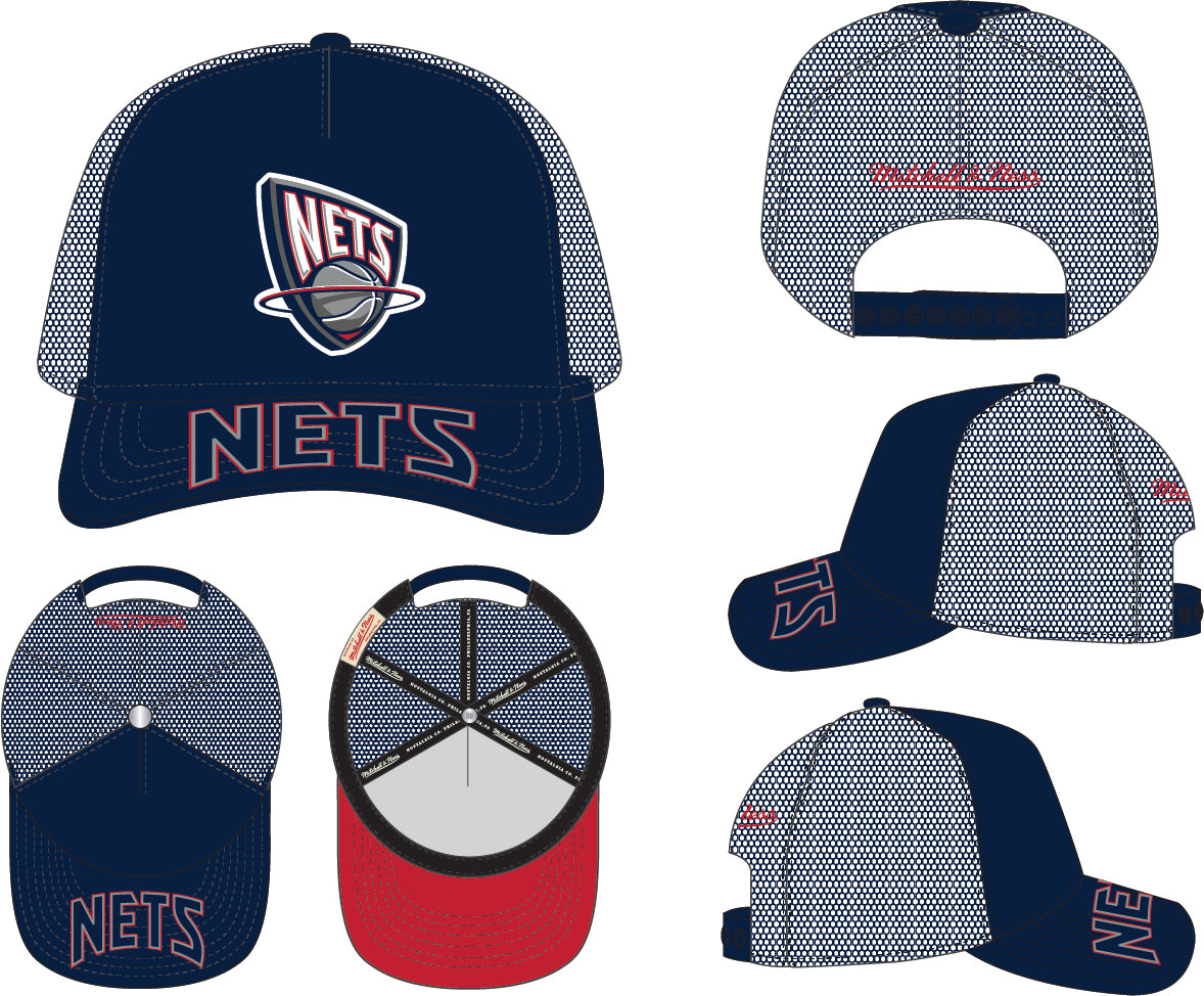 Mens New Jersey Nets NBA Puff The Magic Trucker Mitchell & Ness Snapback Hat