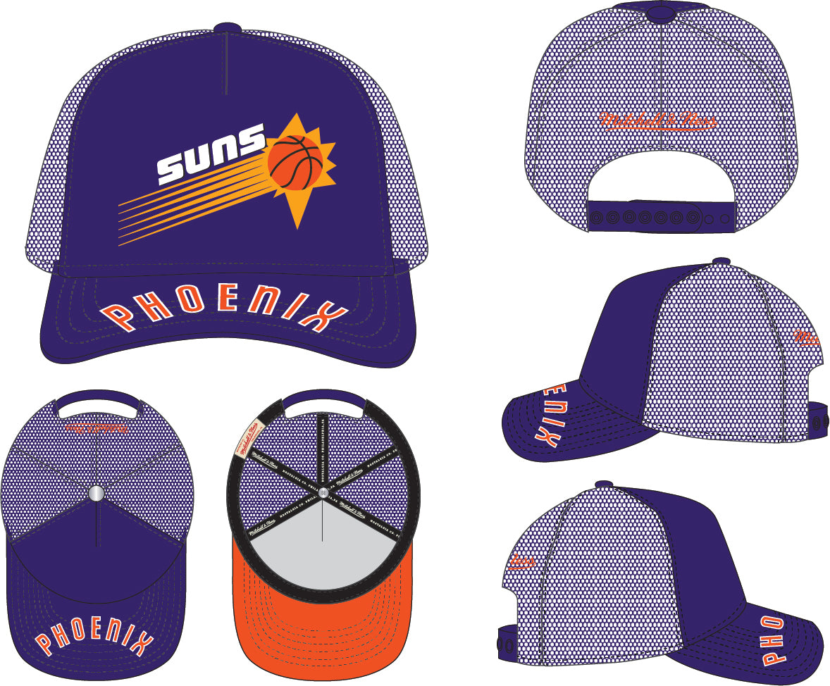 Mens Phoenix Suns NBA Puff The Magic Trucker Mitchell & Ness Snapback Hat