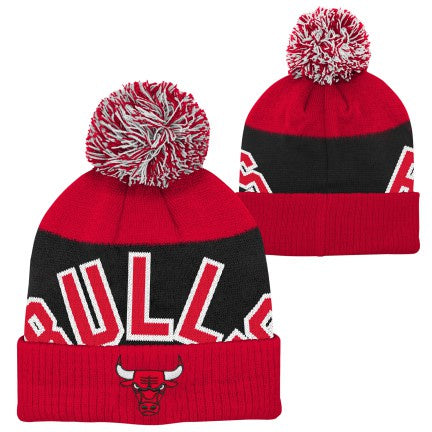 Youth Chicago Bulls Ark Jacquard Cuff Pom Knit