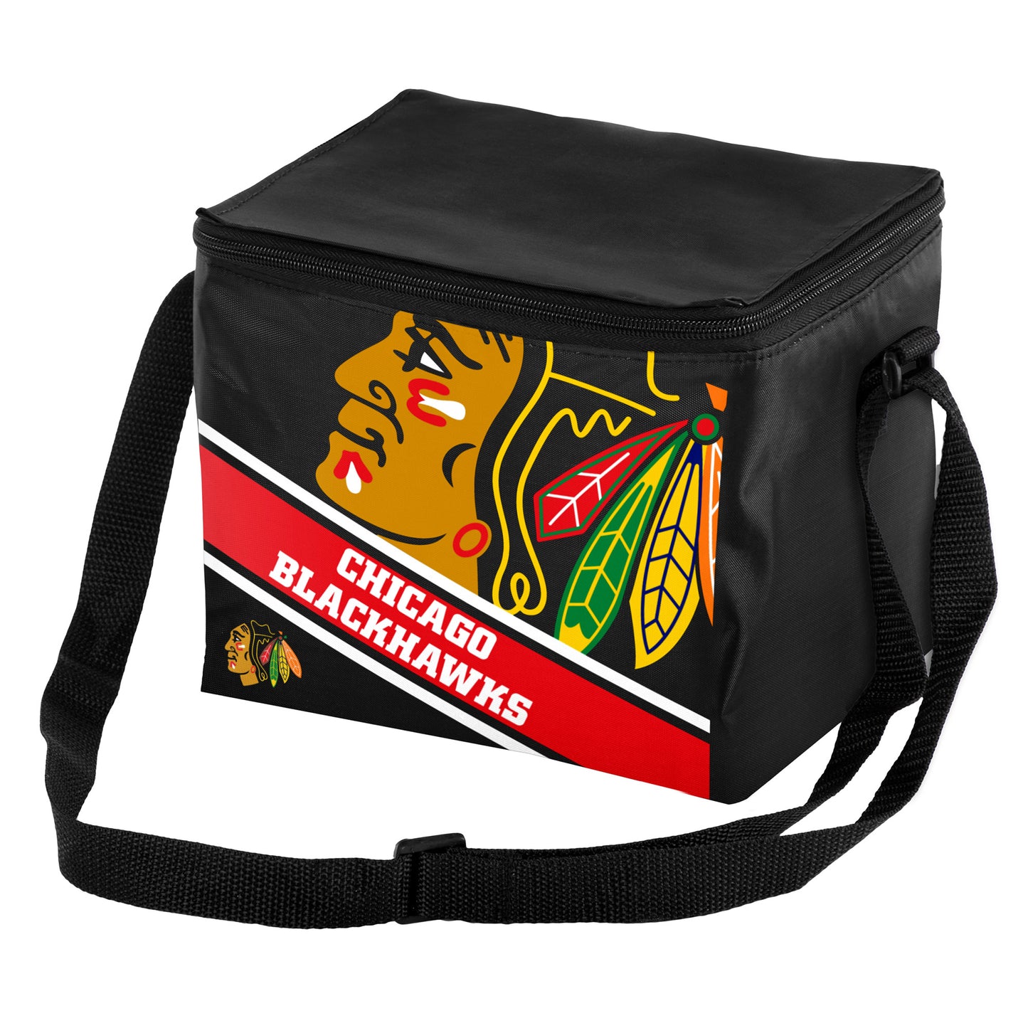 Chicago Blackhawks Big Logo Stripe Team Lunch Bag/ 6 Pack Cooler