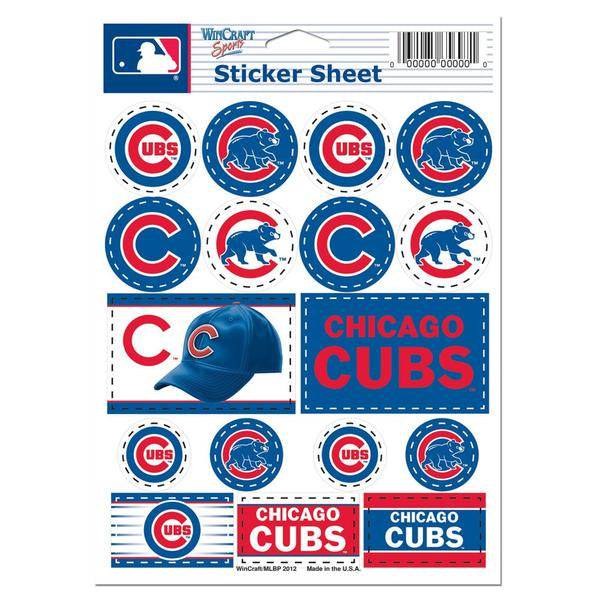 Chicago Cubs Vinyl Sticker Sheet 5" x 7" By Wincraft - Pro Jersey Sports