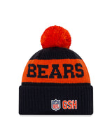 Men's Chicago Bears New Era Navy/Orange 2020 NFL Sideline Official Alternate B Logo Sport Pom Cuffed Knit Hat - Pro Jersey Sports