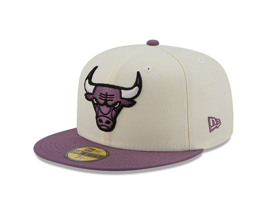 Men's NBA Chicago Bulls 59Fifty Cream/Purple 2 Tone Fitted Hat - Pro Jersey Sports