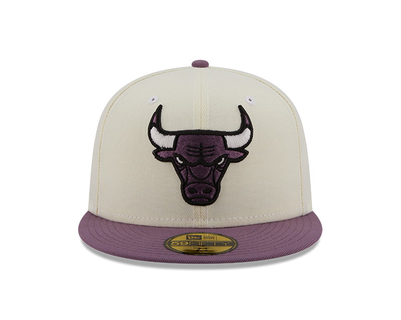 Men's NBA Chicago Bulls 59Fifty Cream/Purple 2 Tone Fitted Hat