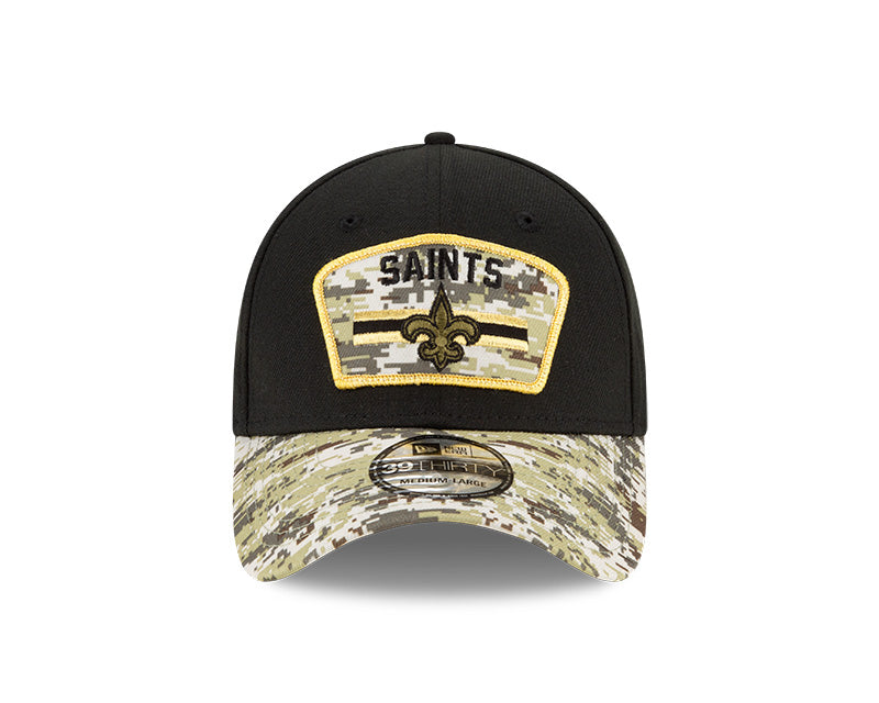 Men's New Orleans Saints New Era Black 2021 Salute to Service Primary Logo 39THIRTY Flex Hat