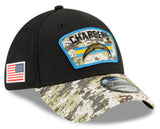 Men's Los Angeles Chargers New Era Black 2021 Salute to Service Primary Logo 39THIRTY Flex Hat - Pro Jersey Sports