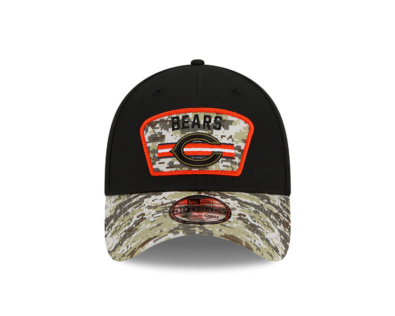 Men's Chicago Bears New Era Black 2021 Salute to Service Primary Logo 39THIRTY Flex Hat